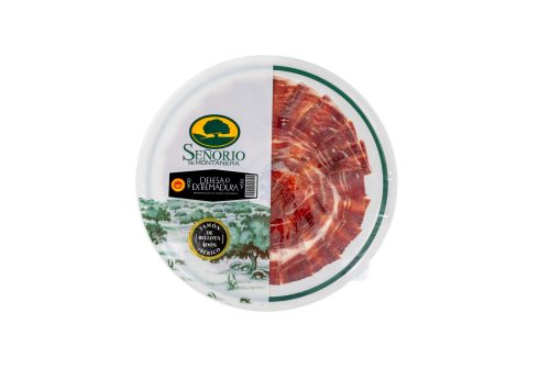 Jamón 100% raza ibérica, etiqueta negra, loncheado, D.O.P. Dehesa de Extremadura, Señorío de Montanera